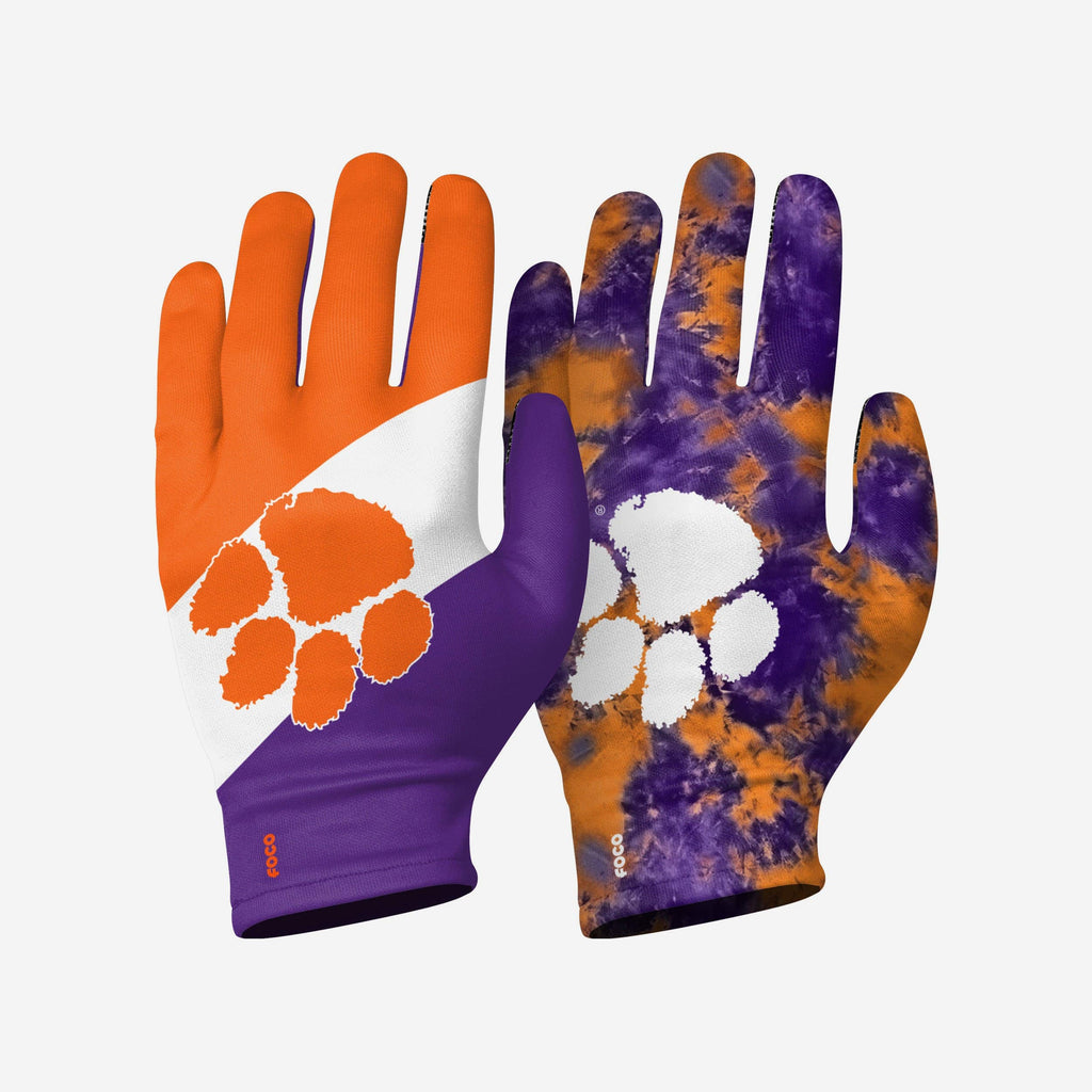 Clemson Tigers 2 Pack Reusable Stretch Gloves FOCO S/M - FOCO.com