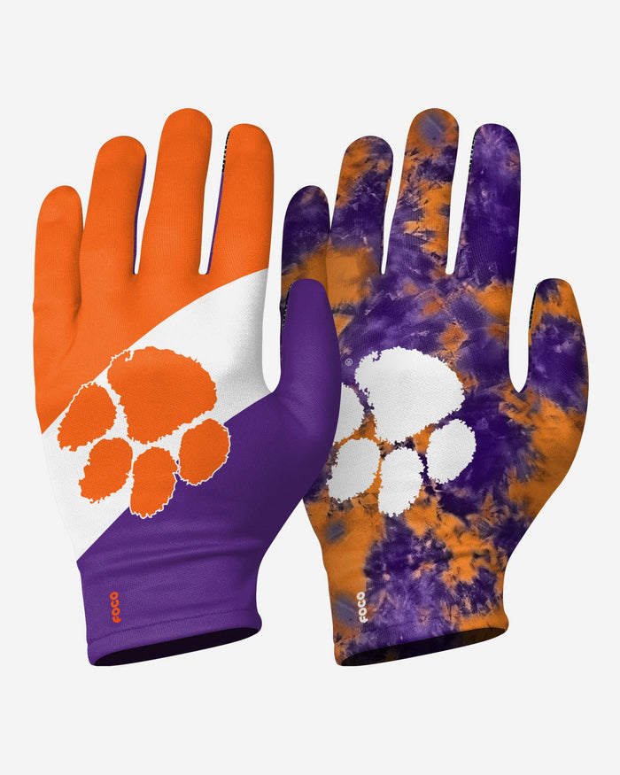 Clemson Tigers 2 Pack Reusable Stretch Gloves FOCO S/M - FOCO.com