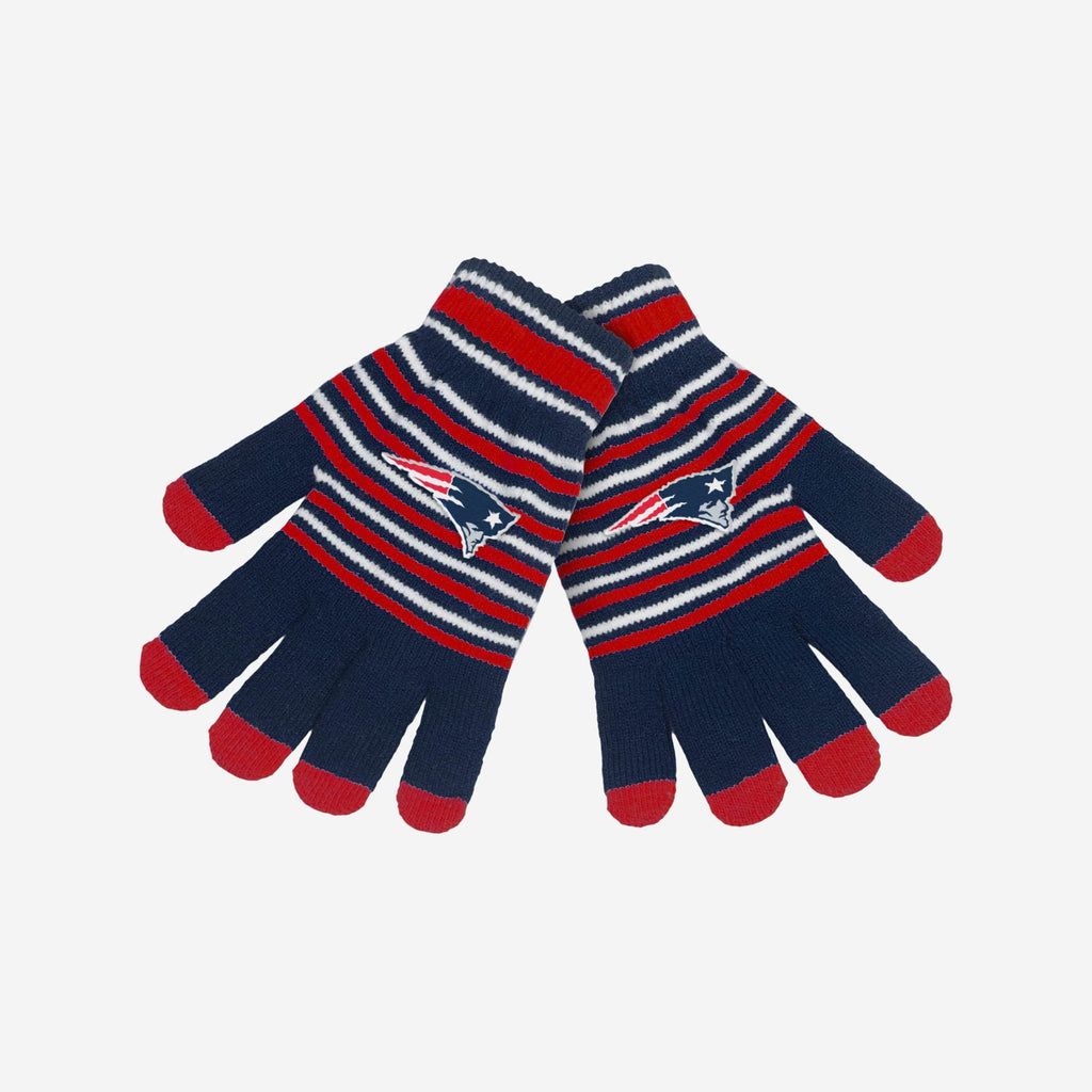 New England Patriots Acrylic Stripe Gloves FOCO - FOCO.com