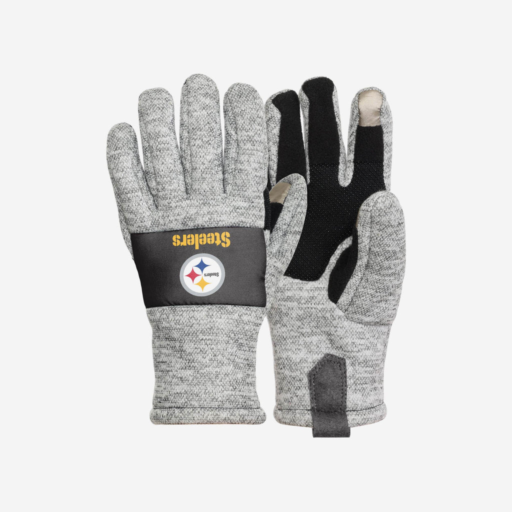 Pittsburgh Steelers Heather Grey Insulated Gloves FOCO S/M - FOCO.com
