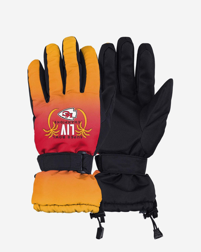 Kansas City Chiefs Super Bowl LIV Champions Gradient Big Logo Insulated Gloves FOCO S/M - FOCO.com