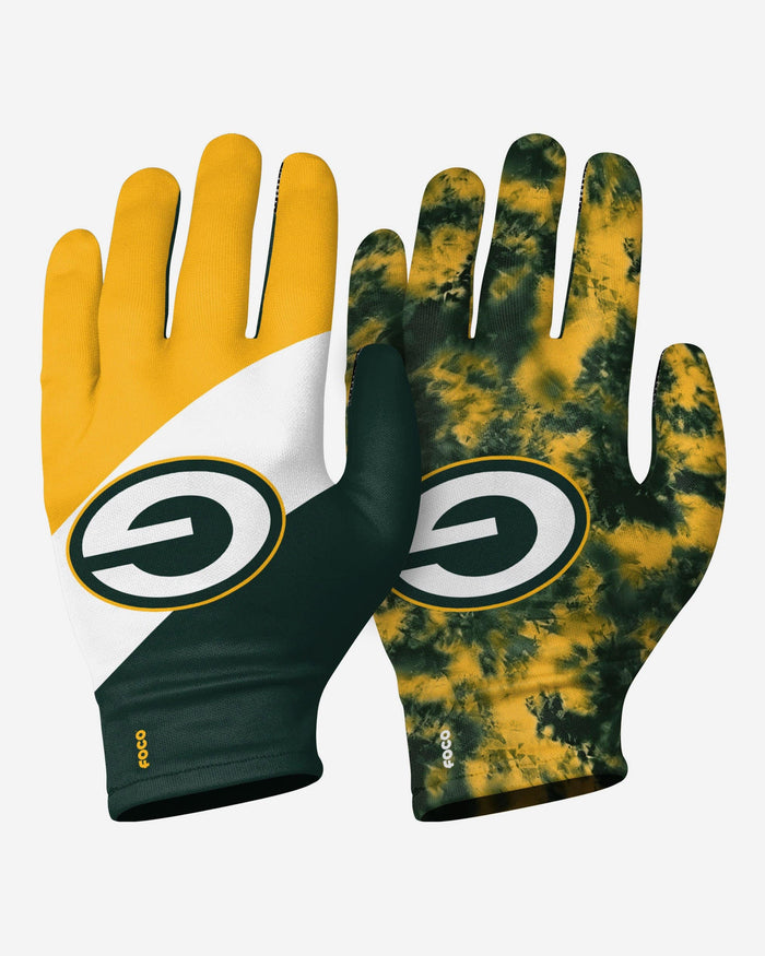 Green Bay Packers 2 Pack Reusable Stretch Gloves, Unisex Size: S/M