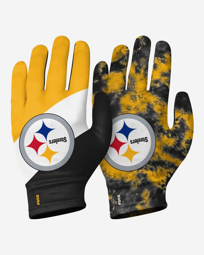 Pittsburgh Steelers 2 Pack Reusable Stretch Gloves FOCO S/M - FOCO.com