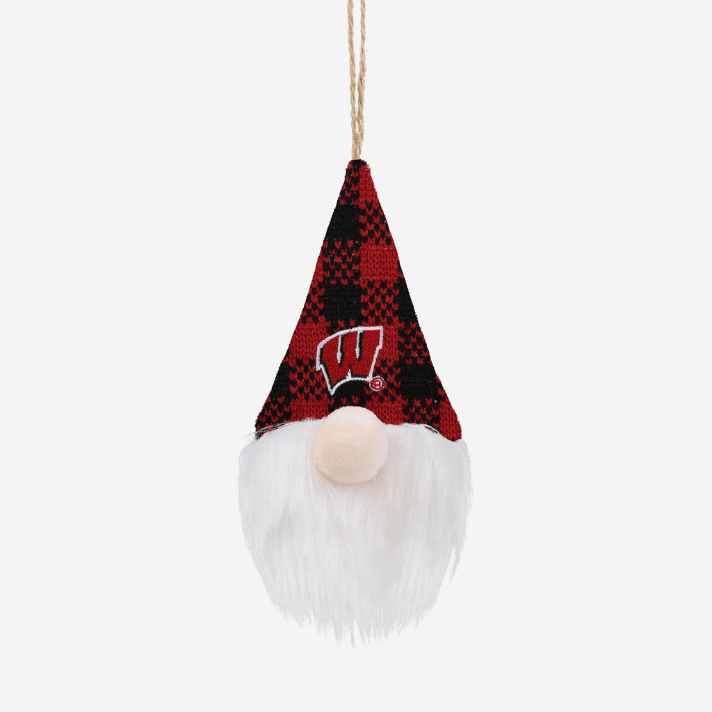 Wisconsin Badgers Plaid Hat Plush Gnome Ornament FOCO - FOCO.com
