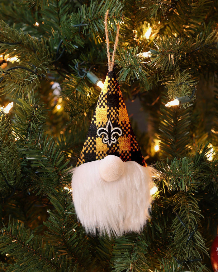 New Orleans Saints Plaid Hat Plush Gnome Ornament FOCO - FOCO.com