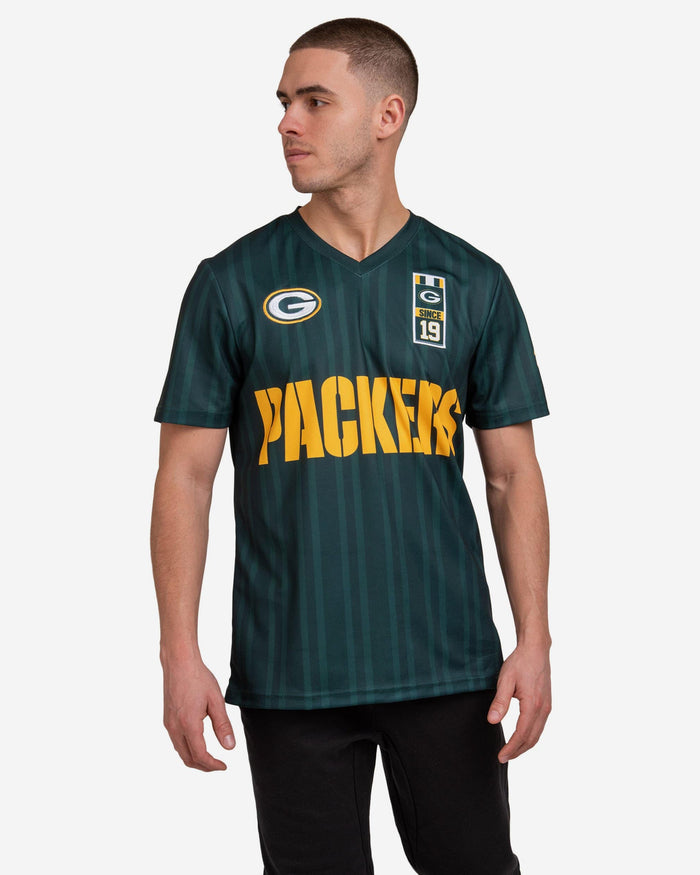 Green Bay Packers Short Sleeve Soccer Style Jersey FOCO S - FOCO.com