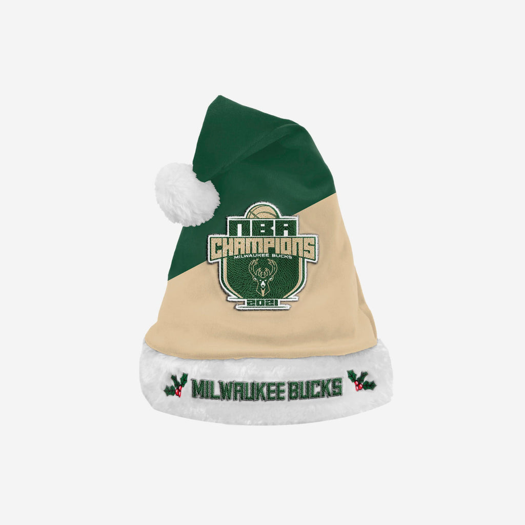 Milwaukee Bucks 2021 NBA Champions Basic Santa Hat FOCO - FOCO.com