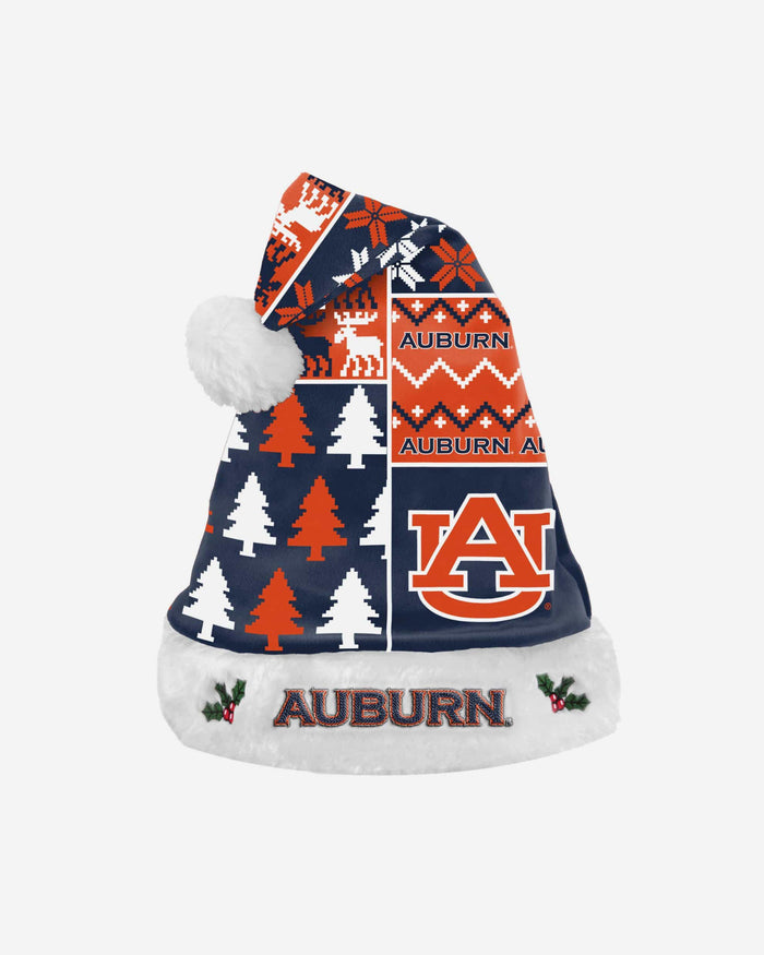 Auburn Tigers Busy Block Family Holiday Santa Hat FOCO - FOCO.com