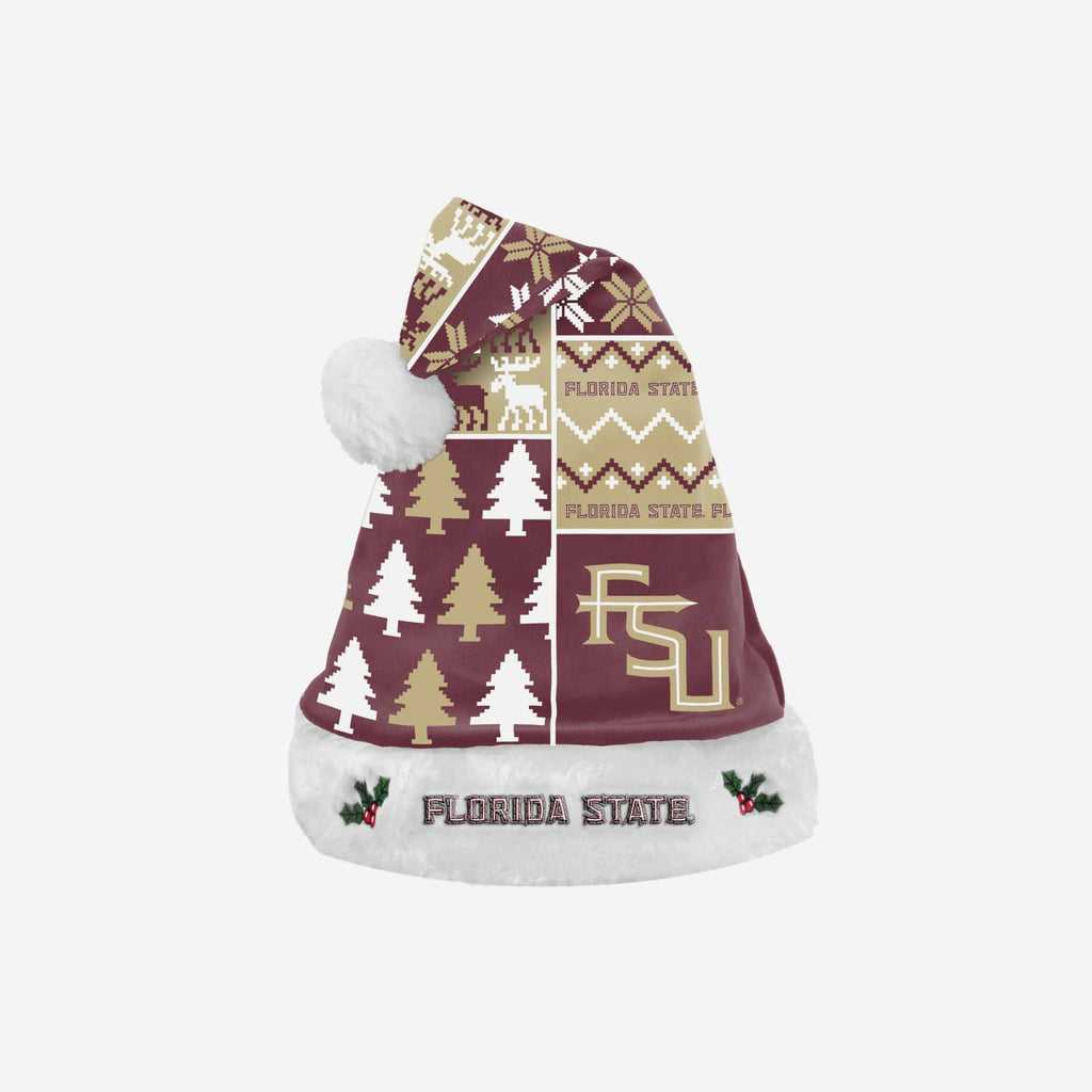 Florida State Seminoles Busy Block Family Holiday Santa Hat FOCO - FOCO.com