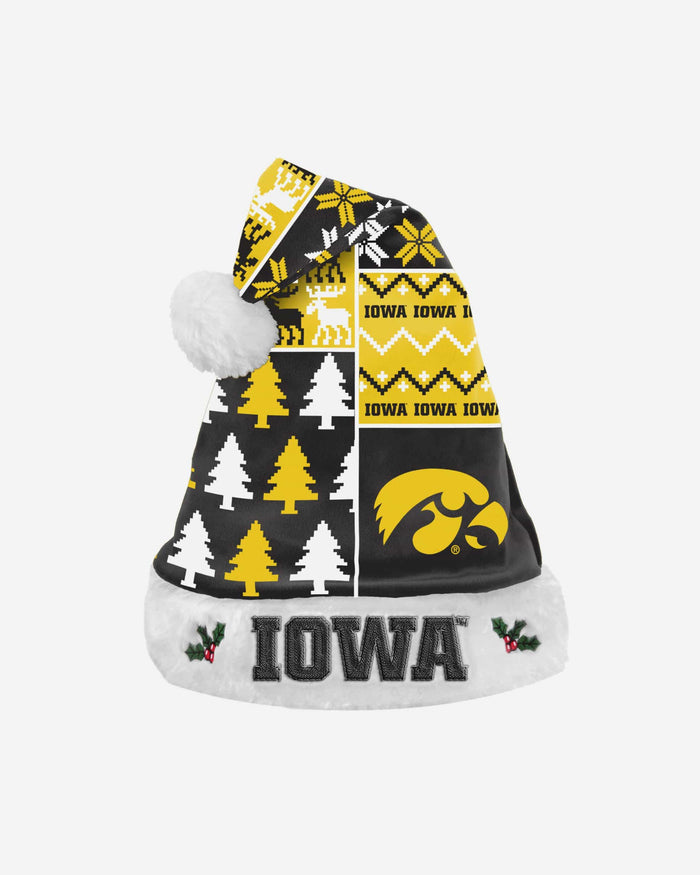 Iowa Hawkeyes Busy Block Family Holiday Santa Hat FOCO - FOCO.com