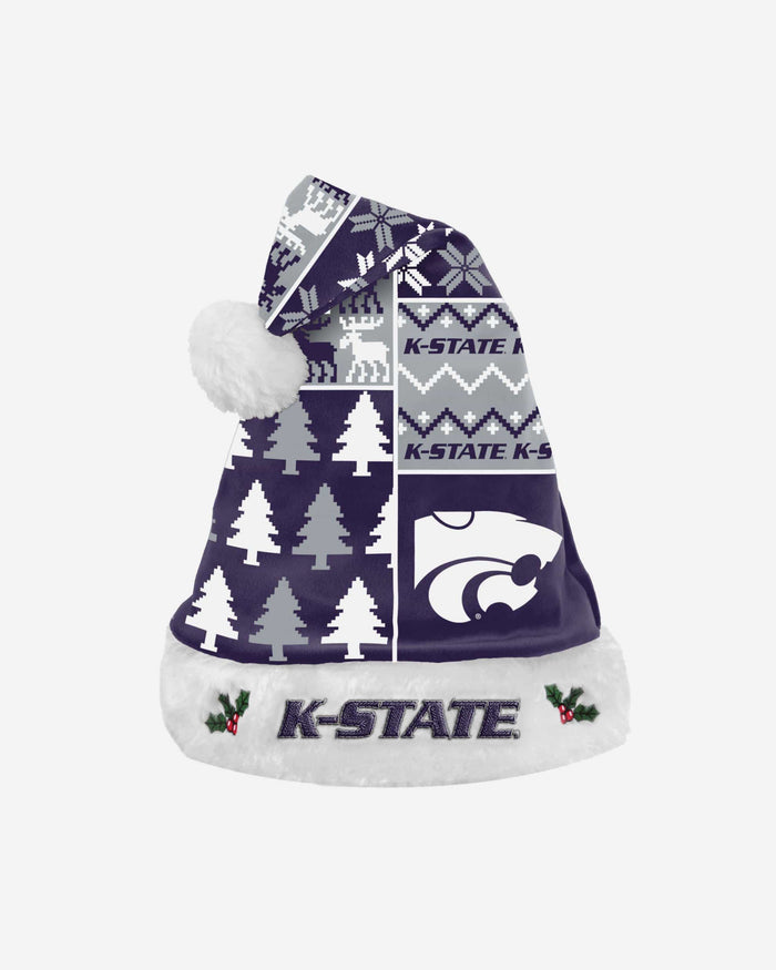 Kansas State Wildcats Busy Block Family Holiday Santa Hat FOCO - FOCO.com