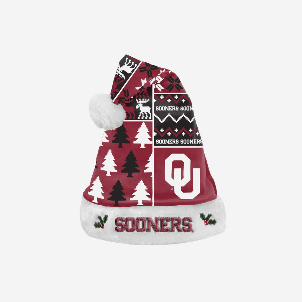 Oklahoma Sooners Busy Block Family Holiday Santa Hat FOCO - FOCO.com