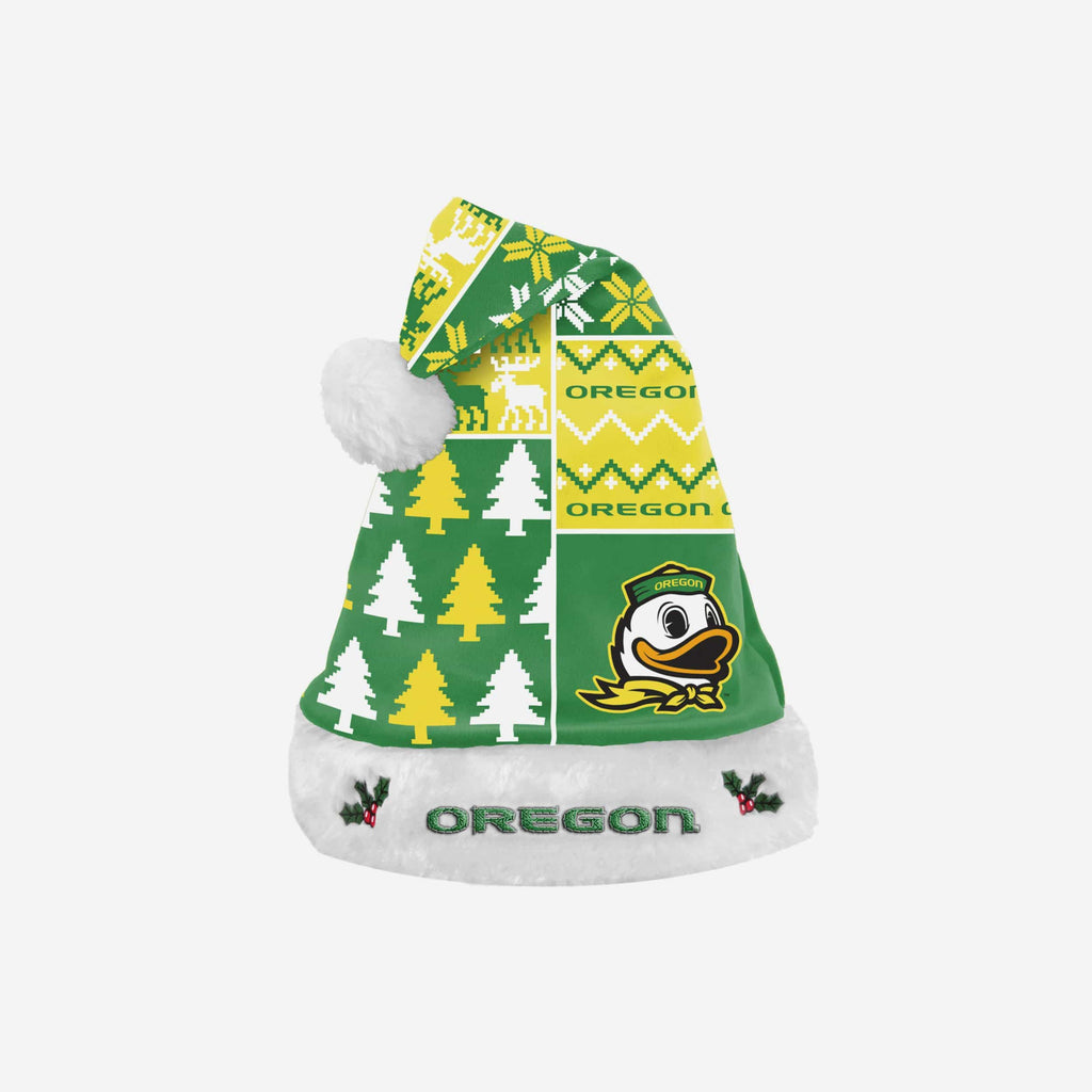 Oregon Ducks Busy Block Family Holiday Santa Hat FOCO - FOCO.com