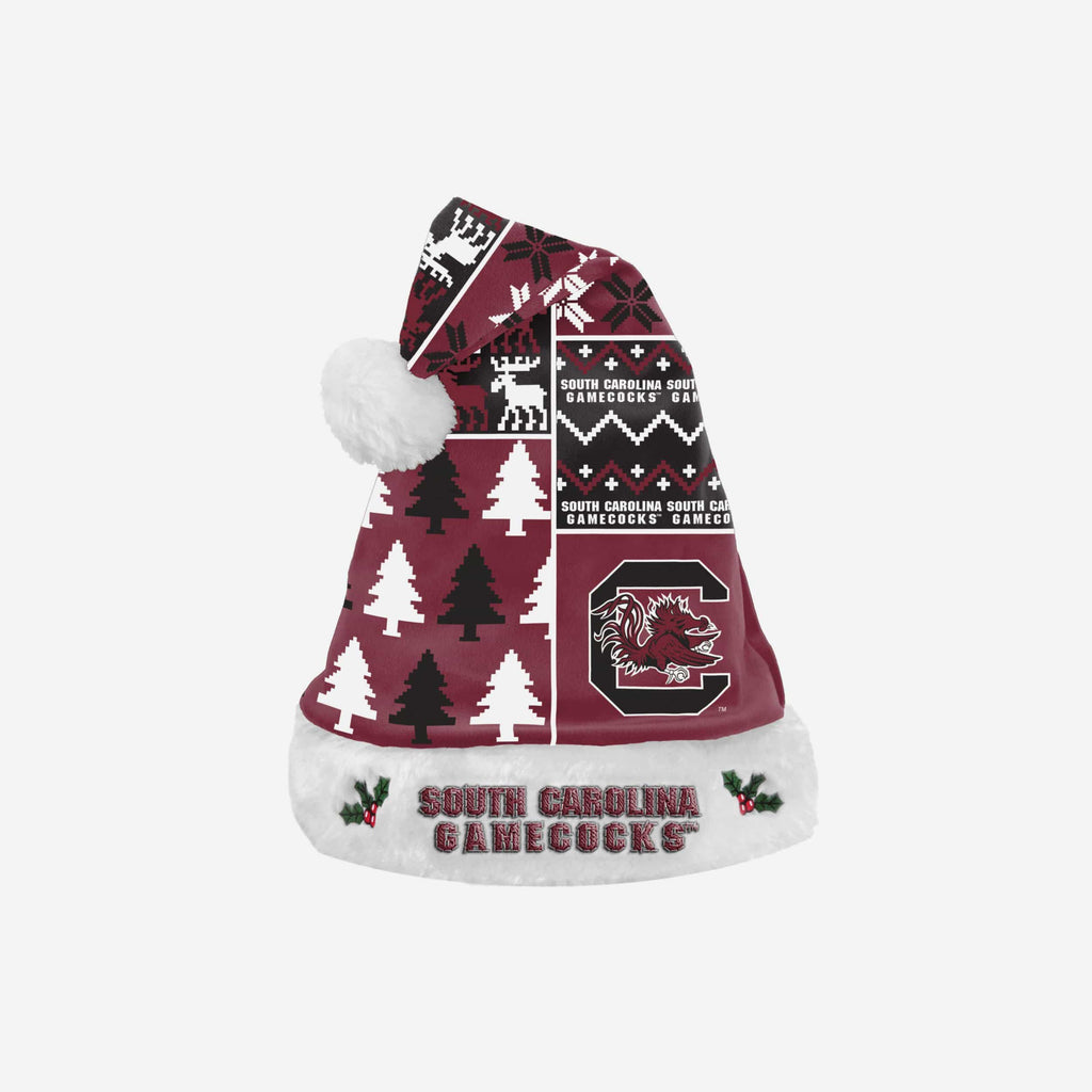 South Carolina Gamecocks Busy Block Family Holiday Santa Hat FOCO - FOCO.com