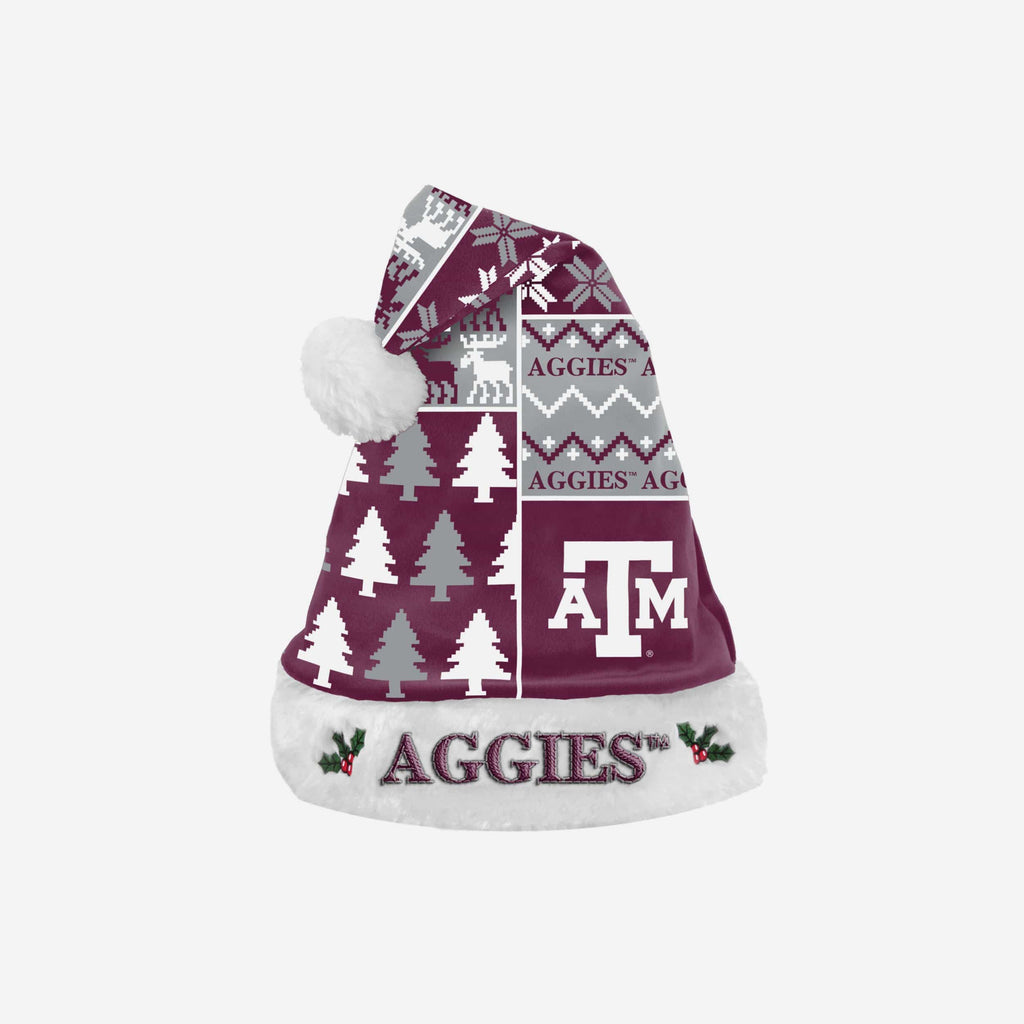 Texas A&M Aggies Busy Block Family Holiday Santa Hat FOCO - FOCO.com