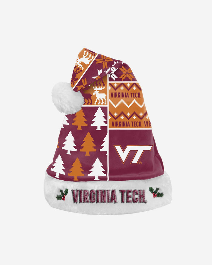Virginia Tech Hokies Busy Block Family Holiday Santa Hat FOCO - FOCO.com