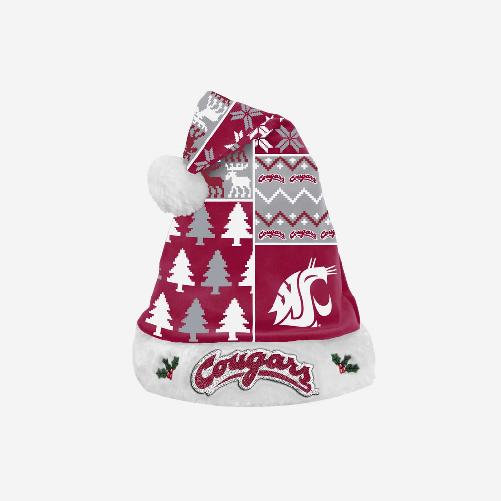 Washington State Cougars Busy Block Family Holiday Santa Hat FOCO - FOCO.com