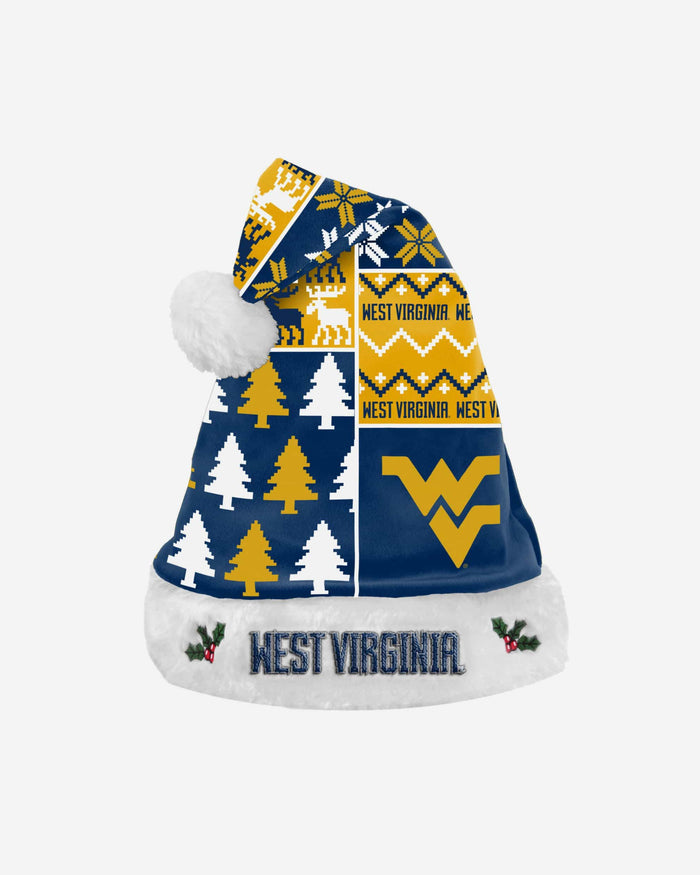 West Virginia Mountaineers Busy Block Family Holiday Santa Hat FOCO - FOCO.com