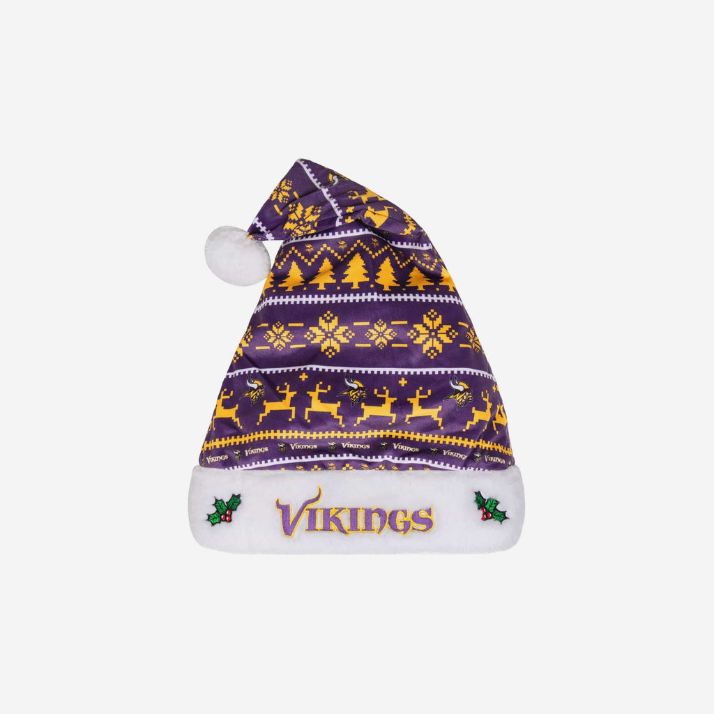 Minnesota Vikings Family Holiday Santa Hat FOCO - FOCO.com