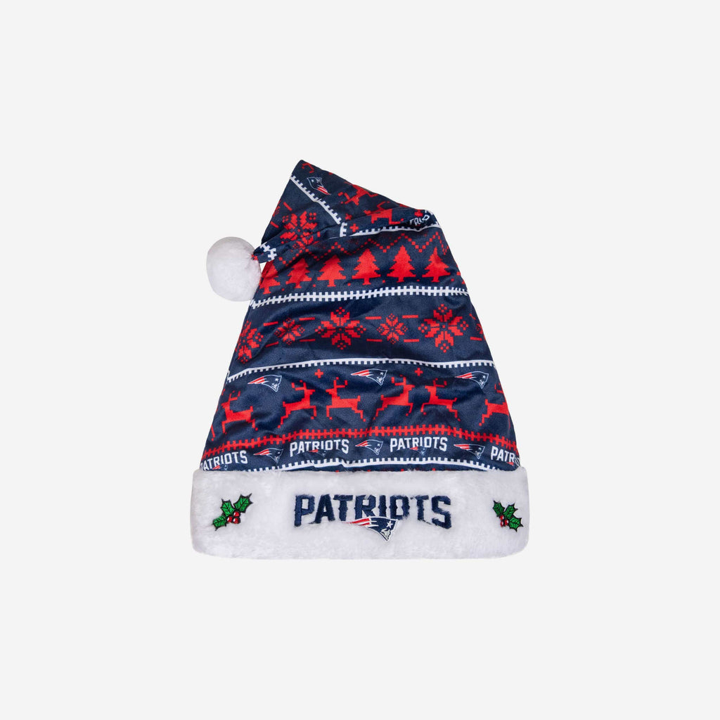 New England Patriots Family Holiday Santa Hat FOCO - FOCO.com