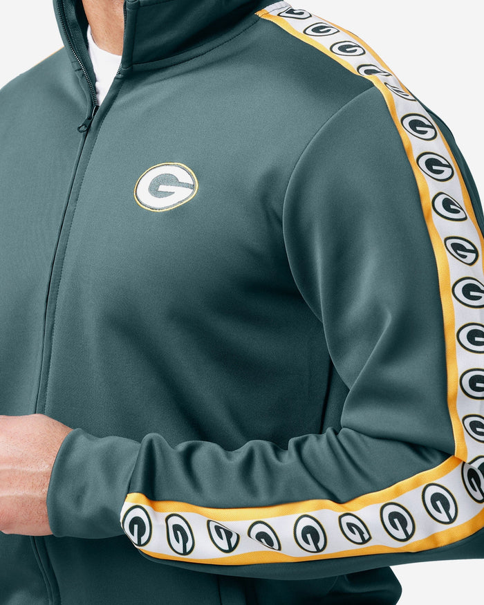 Green Bay Packers Stripe Logo Track Jacket FOCO - FOCO.com