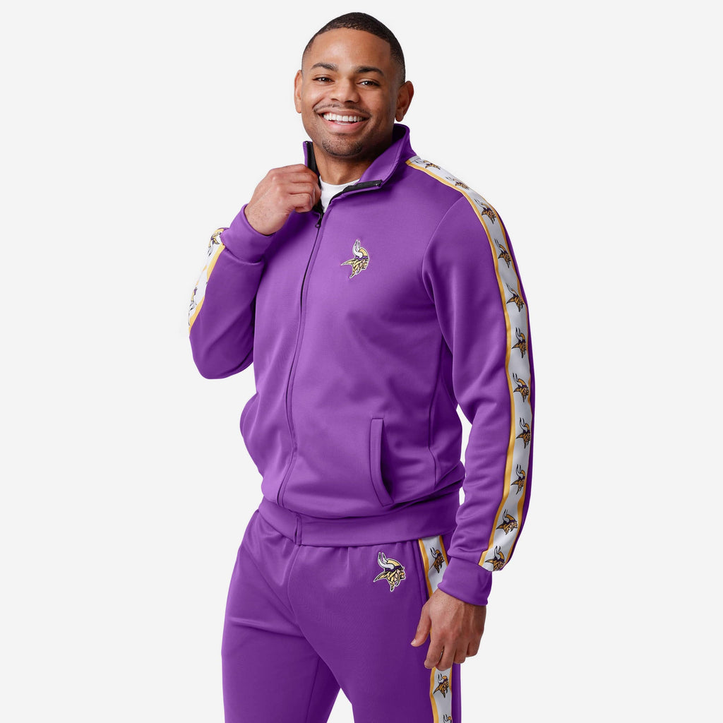 Minnesota Vikings Stripe Logo Track Jacket FOCO S - FOCO.com