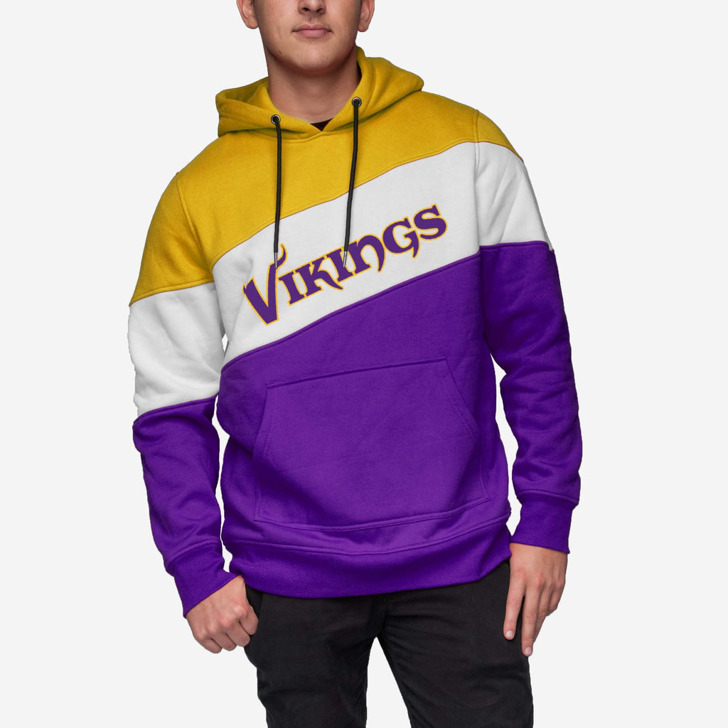 Minnesota Vikings Wordmark Colorblock Hoodie FOCO - FOCO.com