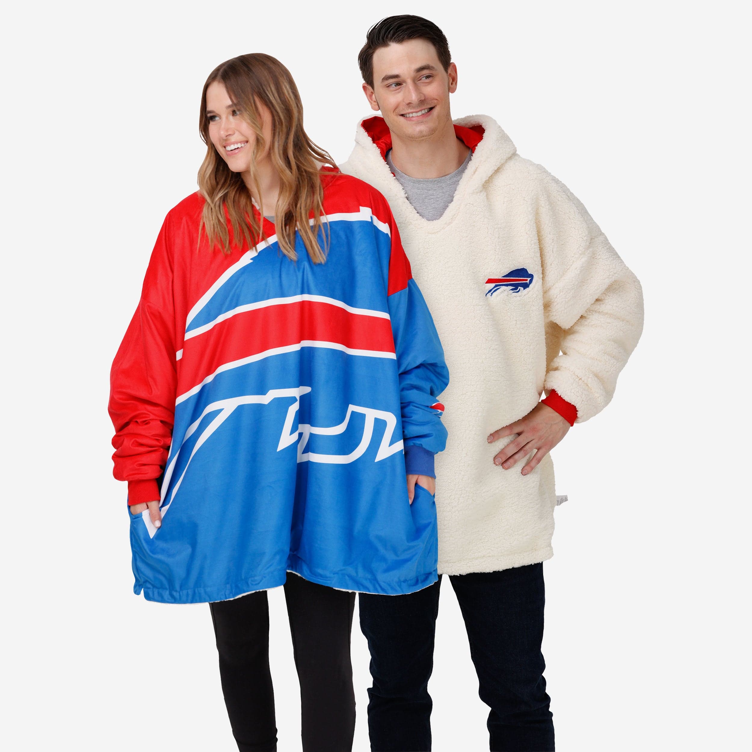 foco nfl team logo reversible oversized sherpa hoodie sweatshirt hoodeez