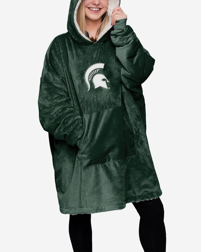 NCAA Michigan State Spartans Reversible Sherpa Hoodie - Oversized, Colorblock, One Size Fits All