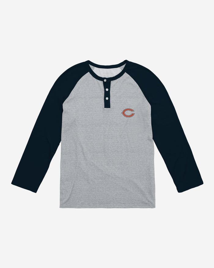 Chicago Bears Team Logo Gray Long Sleeve Henley FOCO - FOCO.com