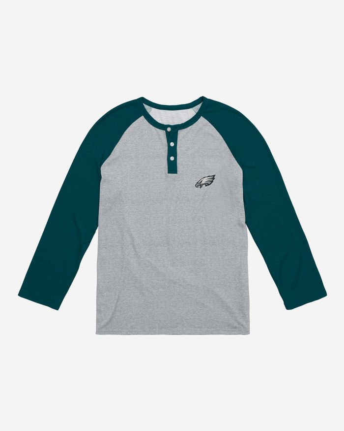 Philadelphia Eagles Team Logo Gray Long Sleeve Henley FOCO - FOCO.com