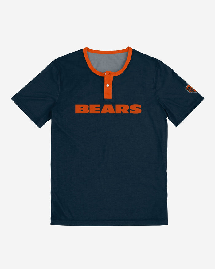 Chicago Bears Solid Wordmark Short Sleeve Henley FOCO - FOCO.com