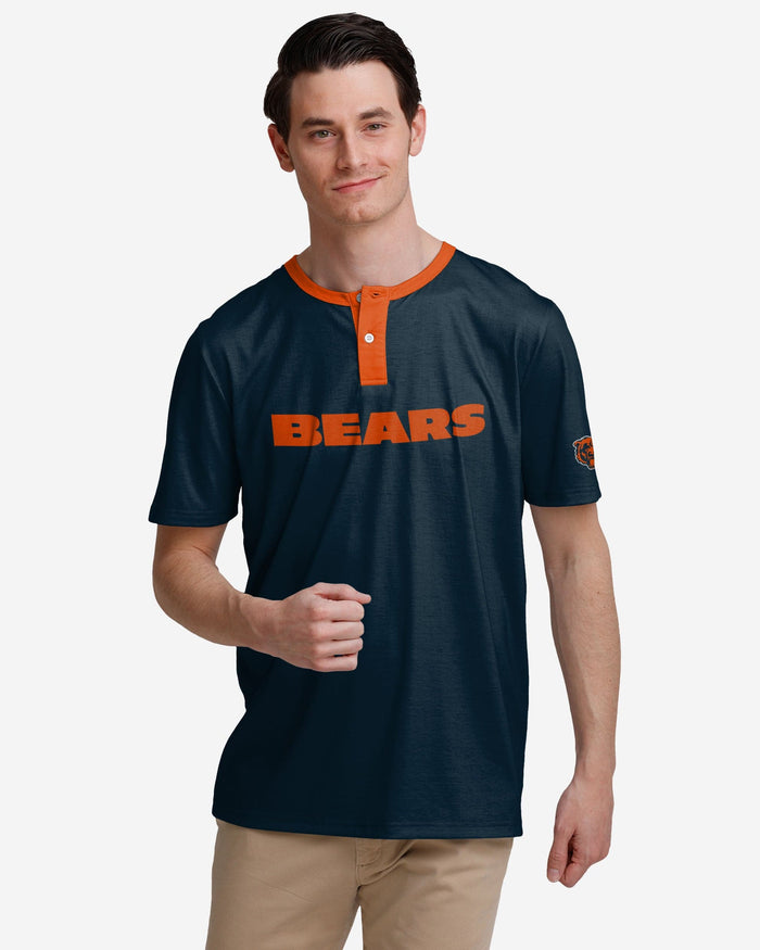 Chicago Bears Solid Wordmark Short Sleeve Henley FOCO S - FOCO.com