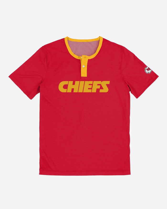Kansas City Chiefs Solid Wordmark Short Sleeve Henley FOCO - FOCO.com