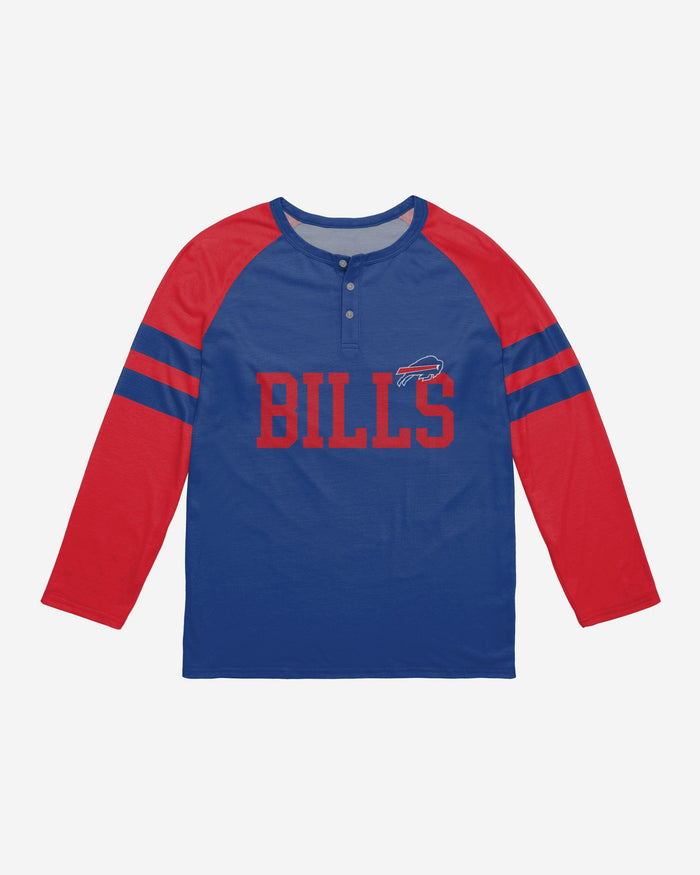 Buffalo Bills Team Stripe Wordmark Long Sleeve Henley FOCO - FOCO.com