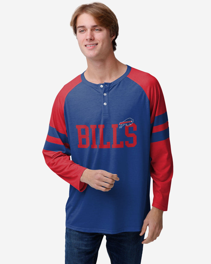 Buffalo Bills Team Stripe Wordmark Long Sleeve Henley FOCO S - FOCO.com
