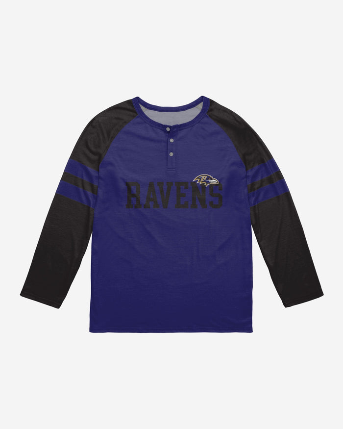 Baltimore Ravens Team Stripe Wordmark Long Sleeve Henley FOCO - FOCO.com