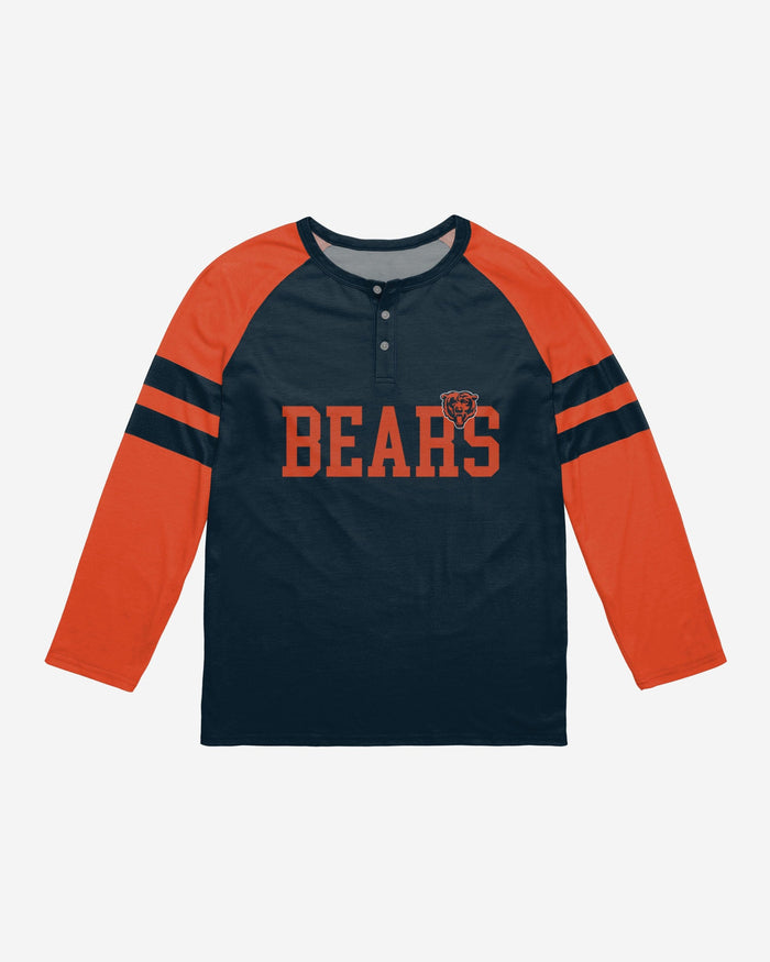 Chicago Bears Team Stripe Wordmark Long Sleeve Henley FOCO - FOCO.com