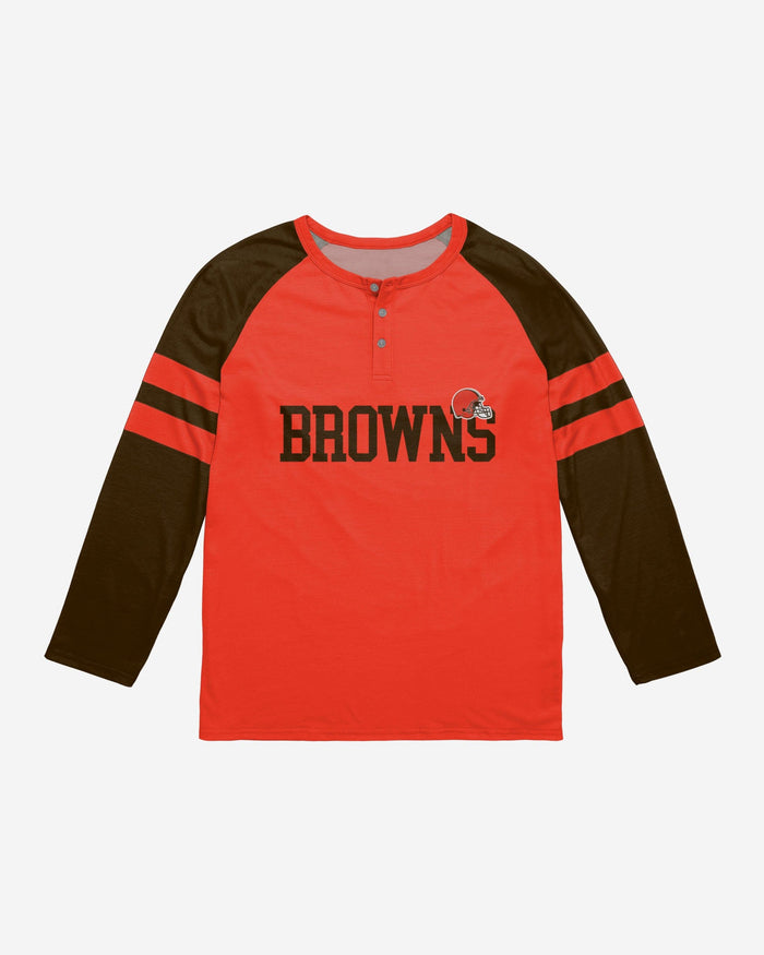 Cleveland Browns Team Stripe Wordmark Long Sleeve Henley FOCO - FOCO.com