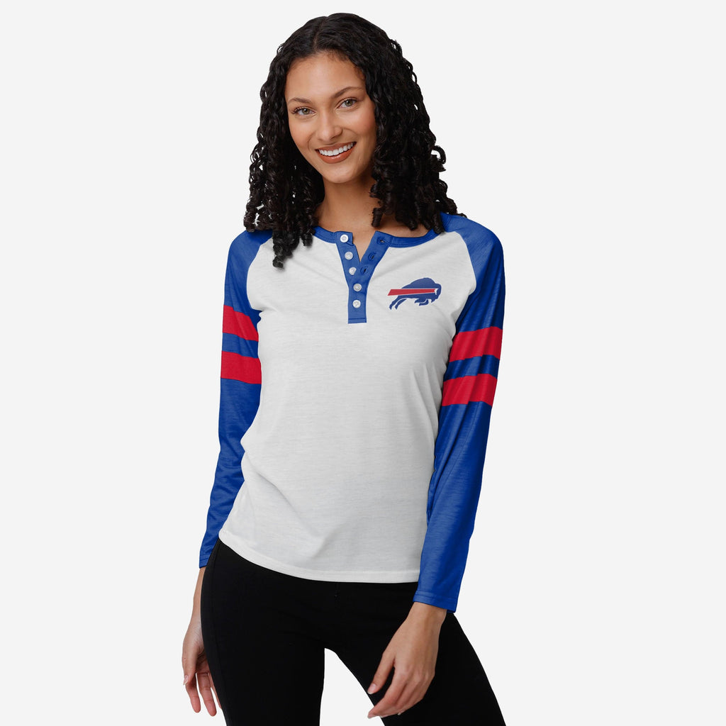 Buffalo Bills Womens Big Logo Long Sleeve Henley FOCO S - FOCO.com