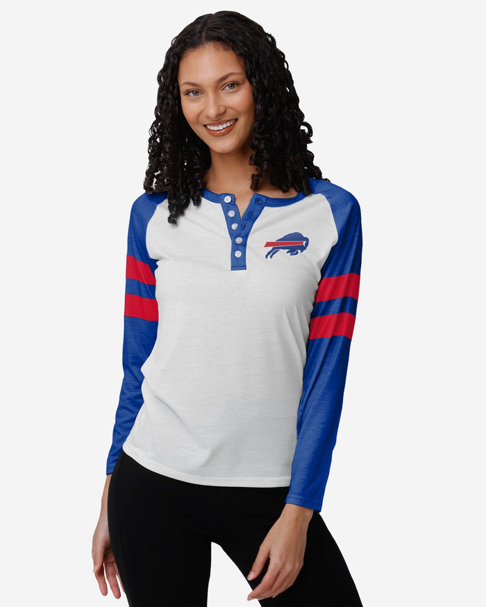 Buffalo Bills Womens Big Logo Long Sleeve Henley FOCO S - FOCO.com