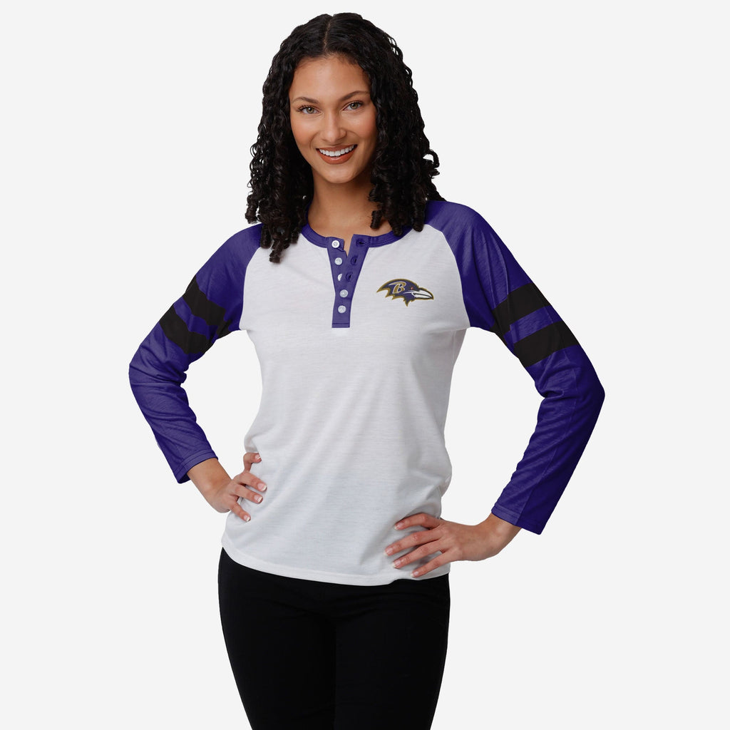 Baltimore Ravens Womens Big Logo Long Sleeve Henley FOCO S - FOCO.com