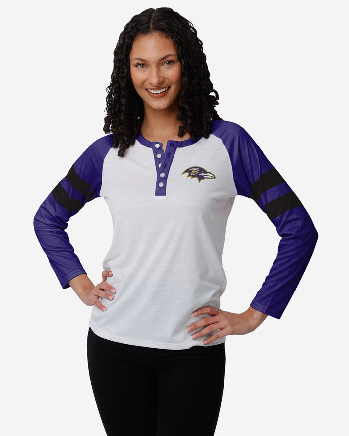 Baltimore Ravens Womens Big Logo Long Sleeve Henley FOCO S - FOCO.com