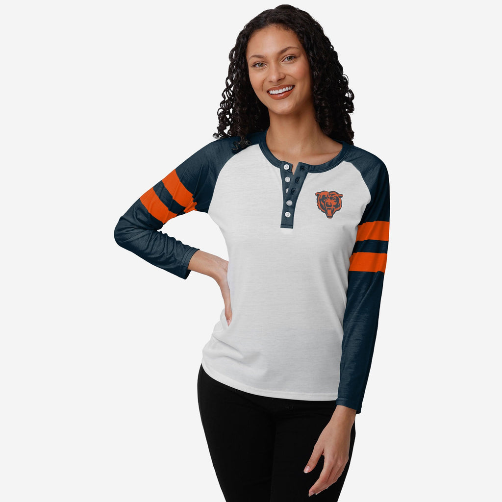 Chicago Bears Womens Big Logo Long Sleeve Henley FOCO S - FOCO.com