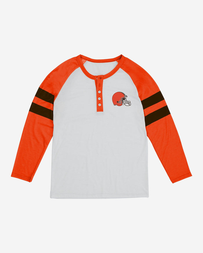 Cleveland Browns Womens Big Logo Long Sleeve Henley FOCO - FOCO.com