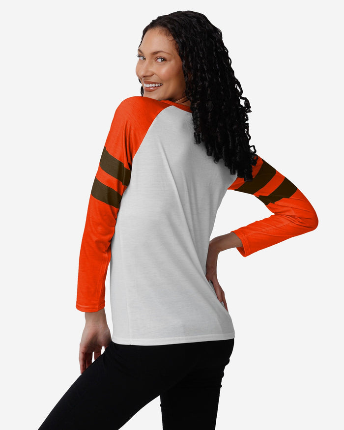 Cleveland Browns Womens Big Logo Long Sleeve Henley FOCO - FOCO.com