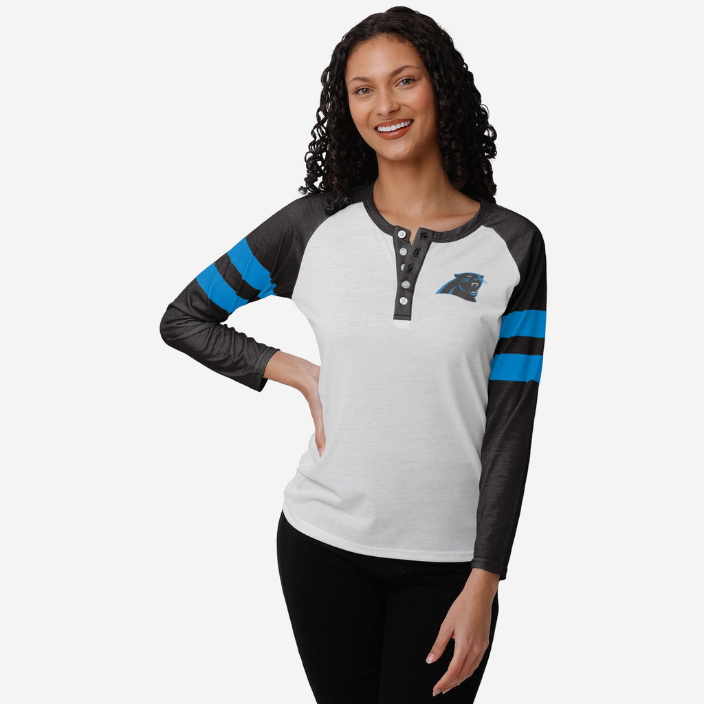 Carolina Panthers Womens Big Logo Long Sleeve Henley FOCO S - FOCO.com
