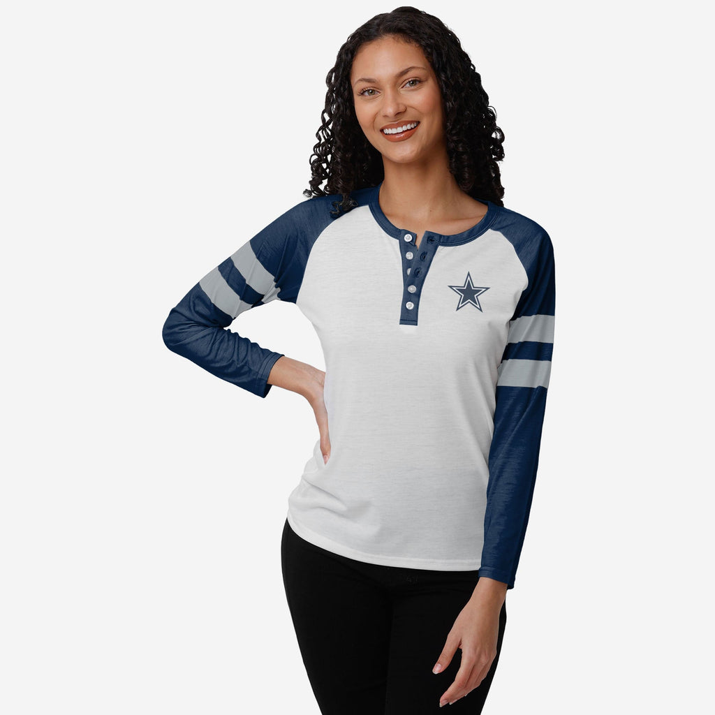 Dallas Cowboys Womens Big Logo Long Sleeve Henley FOCO S - FOCO.com