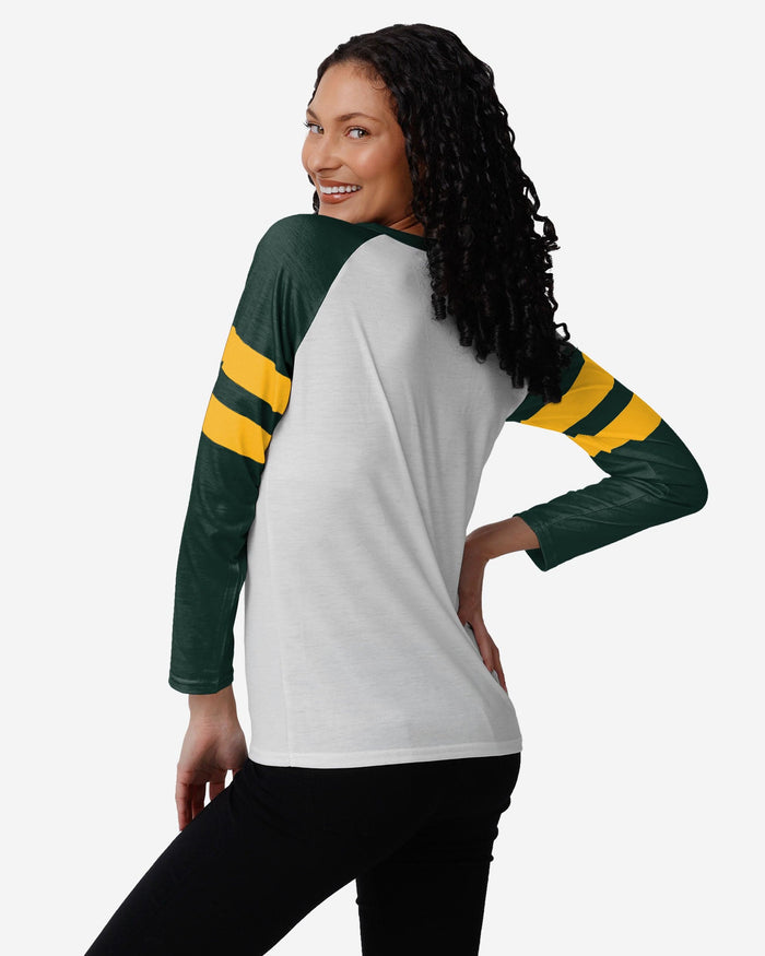 Green Bay Packers Womens Big Logo Long Sleeve Henley FOCO - FOCO.com