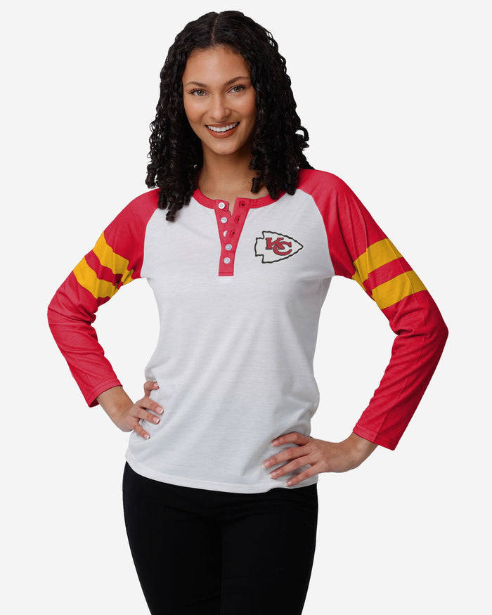 Kansas City Chiefs Womens Big Logo Long Sleeve Henley FOCO S - FOCO.com